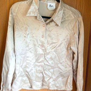VINTAGE BYER CALIFORNIA LONG SLEEVE FAUX SILK BUTTON UP TOP SHIRT SIZE LARGE